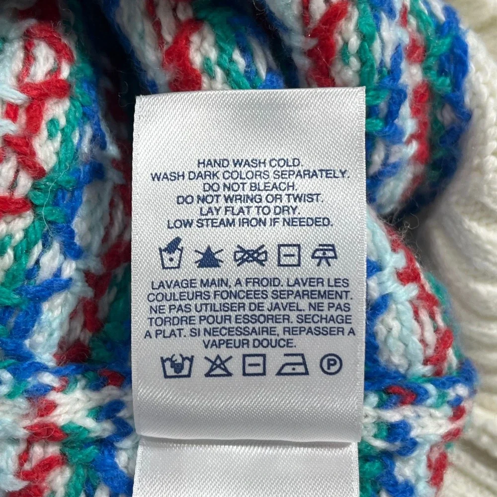Lands End Fair Isle Crew Neck Sweater Cotton Wool Blend Women XL Multi Color Ski - Picture 9 of 9